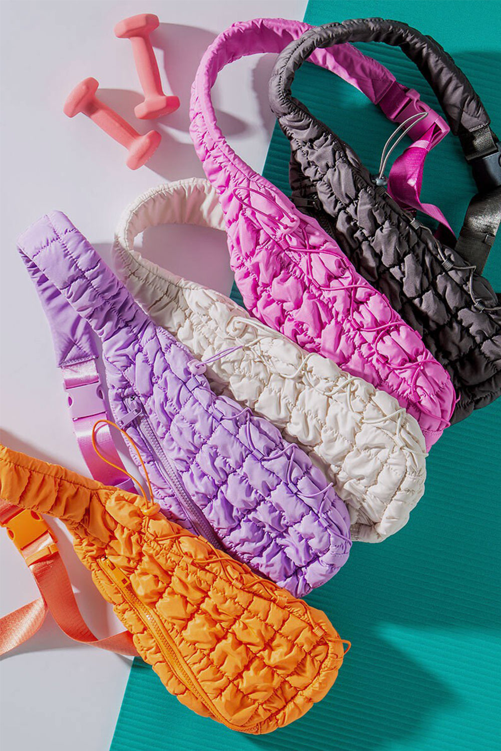 Wisteria Marshmallow Quilted Drawstring Crossbody Bag