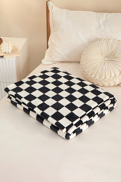 Black Checkerboard Printed Soft Throw Blanket