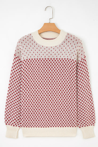 Black Colorblock Bishop Sleeve Knit Sweater