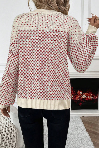 Black Colorblock Bishop Sleeve Knit Sweater