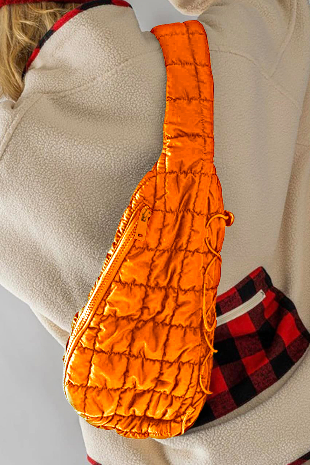 Wisteria Marshmallow Quilted Drawstring Crossbody Bag