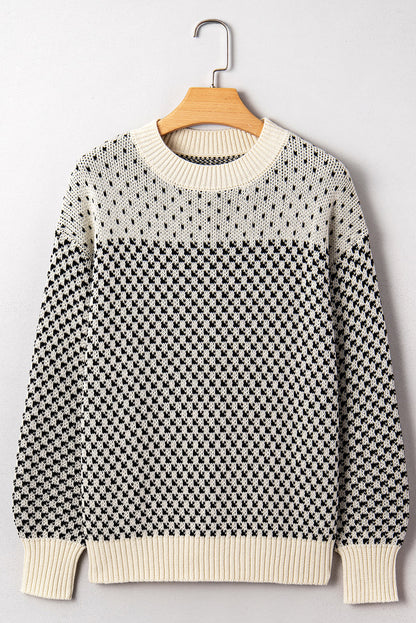 Black Colorblock Bishop Sleeve Knit Sweater