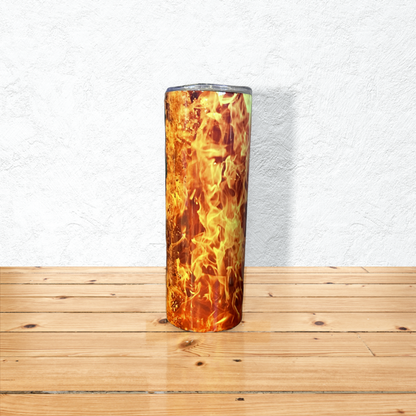 Fire Fighter with Flames 20 oz Stainless Steel Tumbler