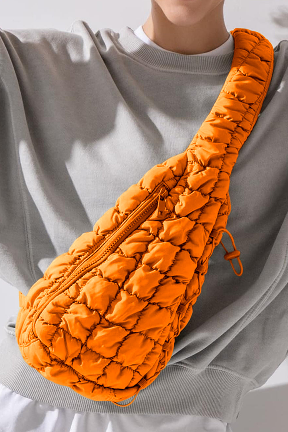 Wisteria Marshmallow Quilted Drawstring Crossbody Bag
