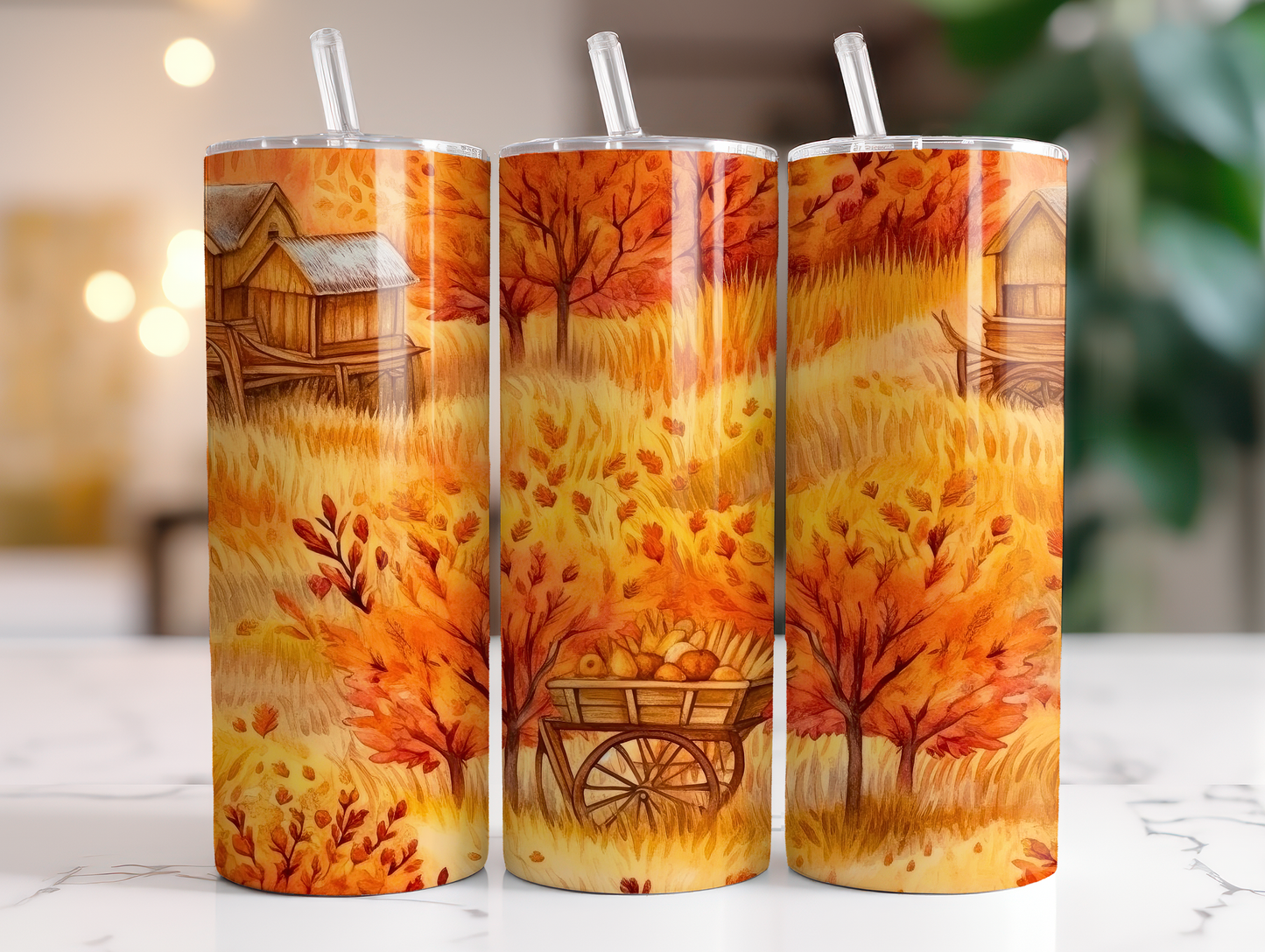 Fall Carts - Autumn Leaves 20oz Skinny Tumbler