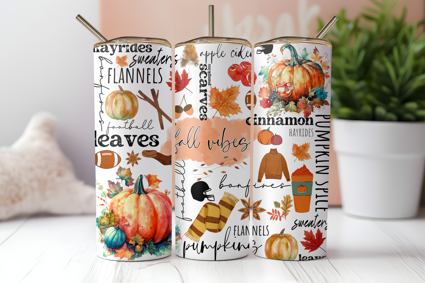 Fall Vibes - Pumpkins 20oz Skinny Tumbler