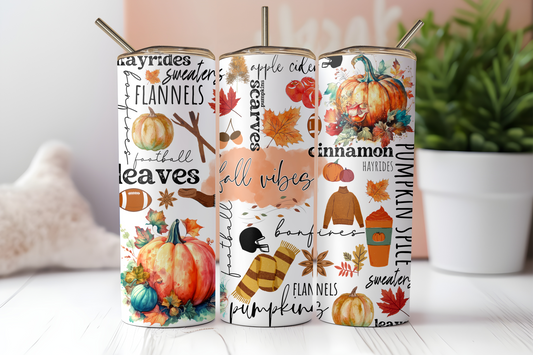 Fall Vibes - Pumpkins 20oz Skinny Tumbler