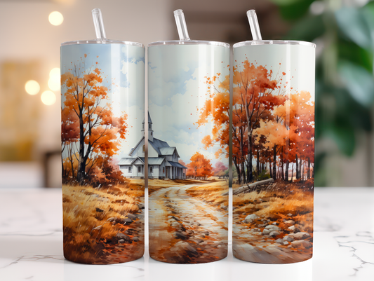 Fall Church - Autumn Leaves 20oz Skinny Tumbler