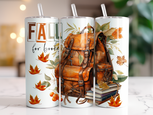 Fall for Books - Autumn Leaves 20oz Skinny Tumbler