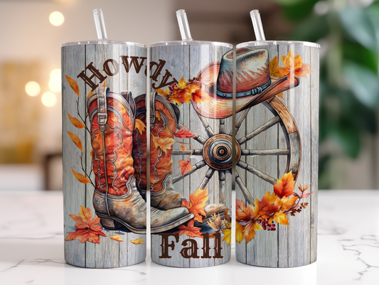 Howdy Fall - Western 20oz Skinny Tumbler