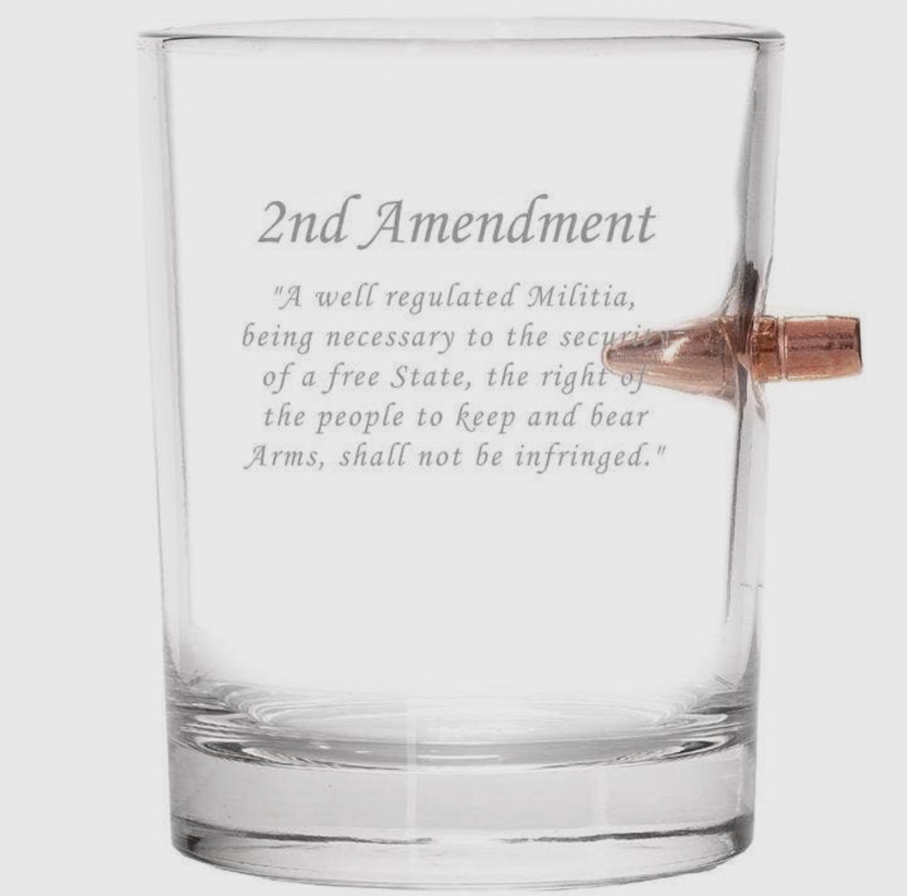 .308 Caliber Bullet Whiskey Glass - 2nd Amendment engraved..