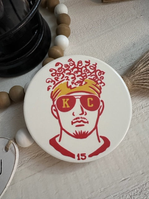 Mahomes 15 KC Chiefs Football Ceramic Coasters