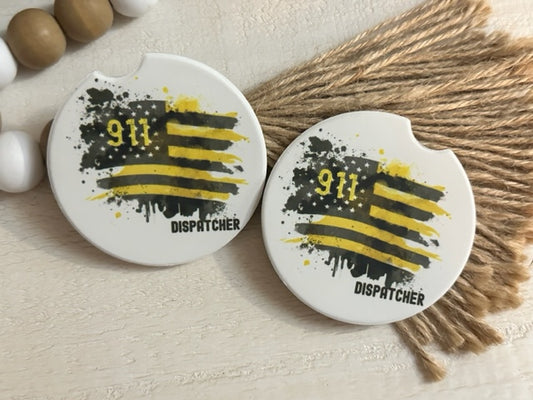 911 Dispatcher Ceramic Car Coaster Set