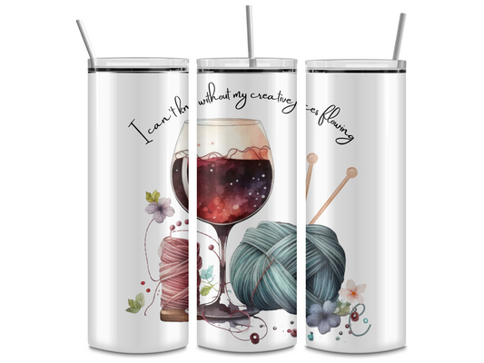 Knitting Creative Juices Wine 20oz Skinny Tumbler
