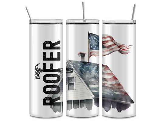 Roofer Flag Construction 20oz Skinny Tumbler