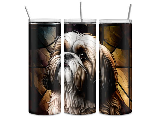 Stained Glass Shih-Tzu Dog 20oz Skinny Tumbler