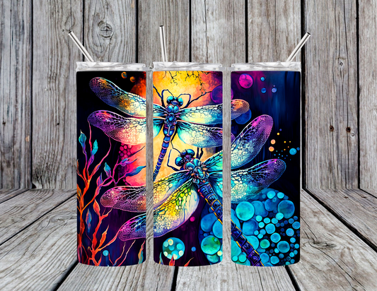 Vibrant Dragonflies 20oz Skinny Tumbler