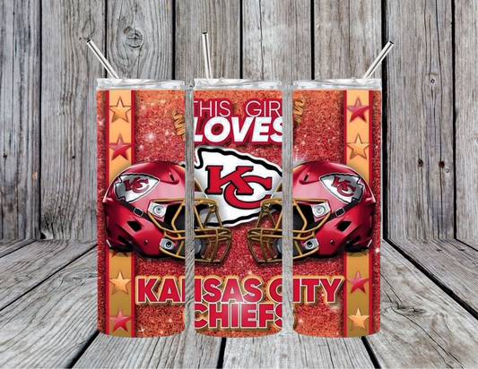 This Girl Loves the KC Chiefs Football 20oz Skinny Tumbler