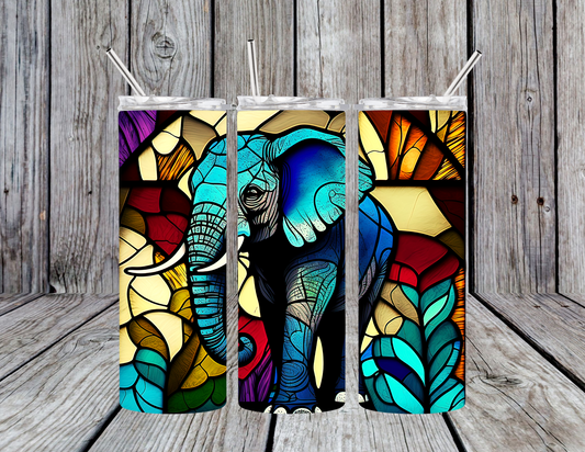 Stained Glass Elephant 20oz Skinny Tumbler