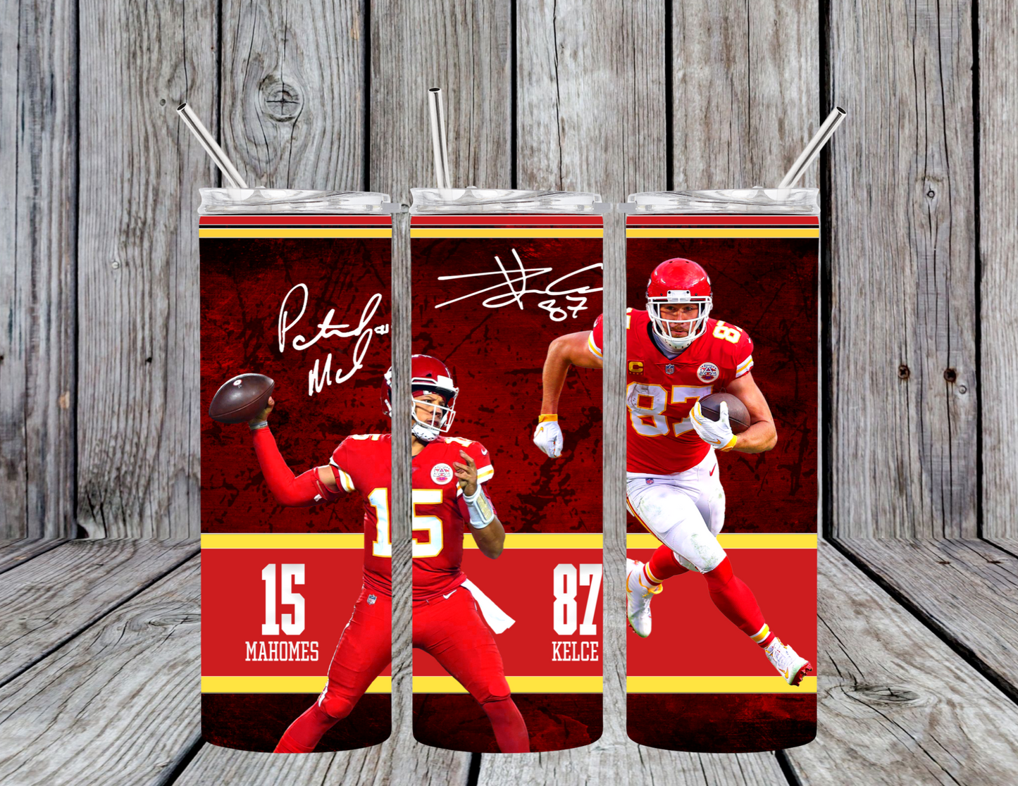 Chiefs Football Mahomes Kelce 20 oz Skinny Tumbler