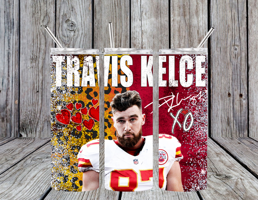 Travis Kelce Chiefs Football 20oz Skinny Tumbler
