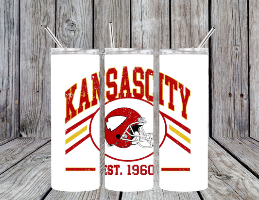 KC Chiefs Football EST 1960 20oz Skinny Tumbler