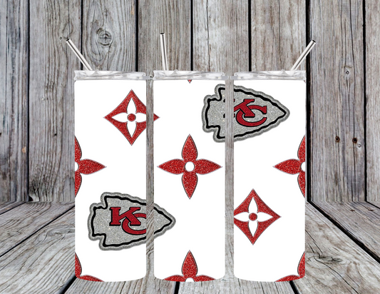 KC Chiefs Football Bling 20 oz Skinny Tumbler