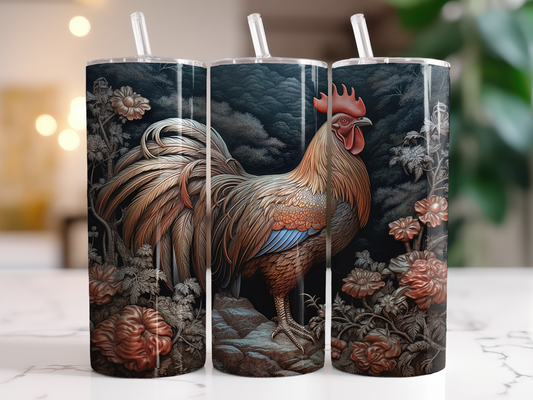 3D Rustic Rooster 20oz Skinny Tumbler