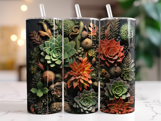 3D Succulents 20oz Skinny Tumbler