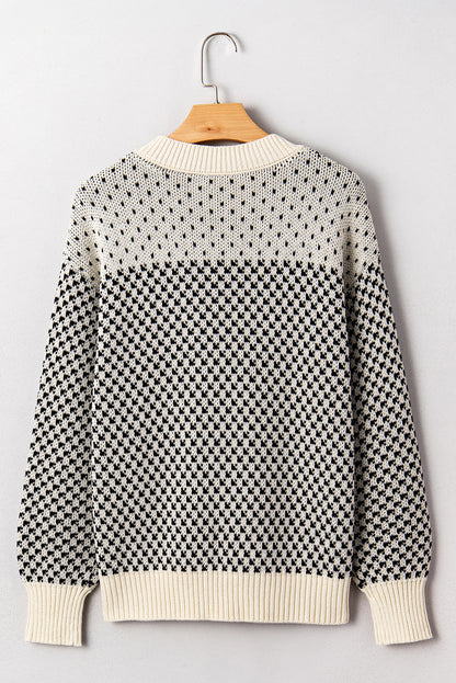 Black Colorblock Bishop Sleeve Knit Sweater