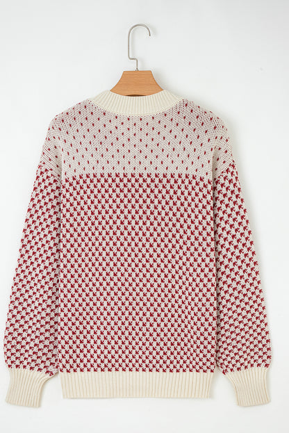 Black Colorblock Bishop Sleeve Knit Sweater