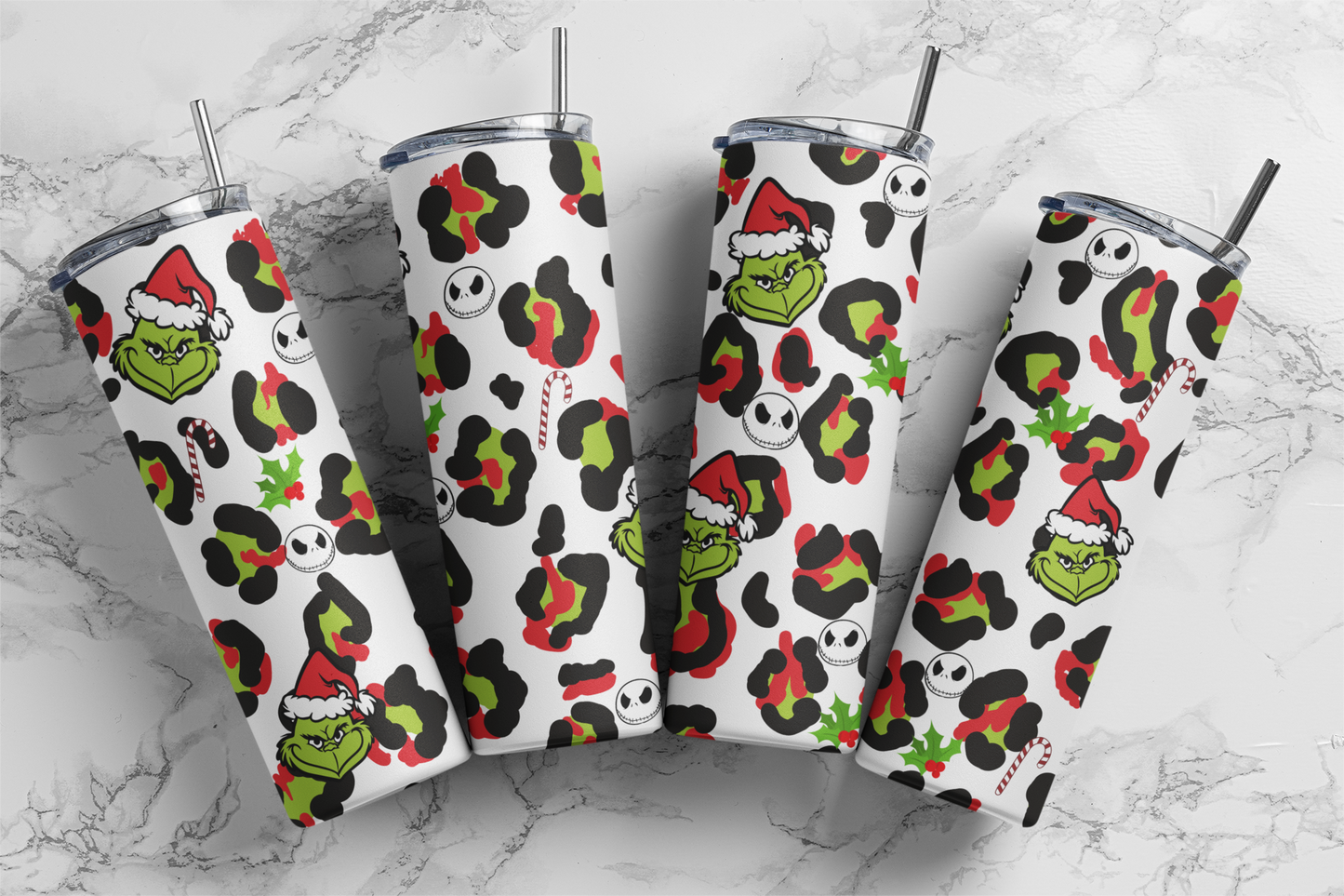 Grinch & Leopard - Christmas 20oz Skinny Tumbler
