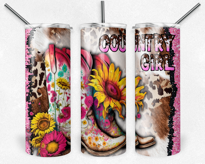 Country Girl - Boots - Western 20oz Skinny Tumbler