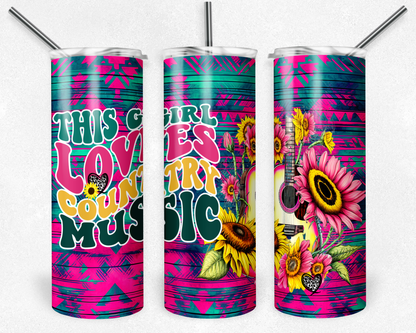 This Girl Loves Country Music - Western 20oz Skinny Tumbler
