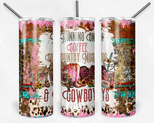 Coffee Country Music & Cowboys - Western 20oz Skinny Tumbler