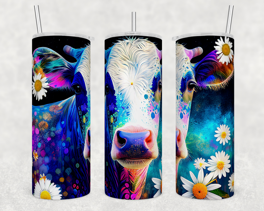 Vibrant Cow Daisy 20oz Skinny Tumbler