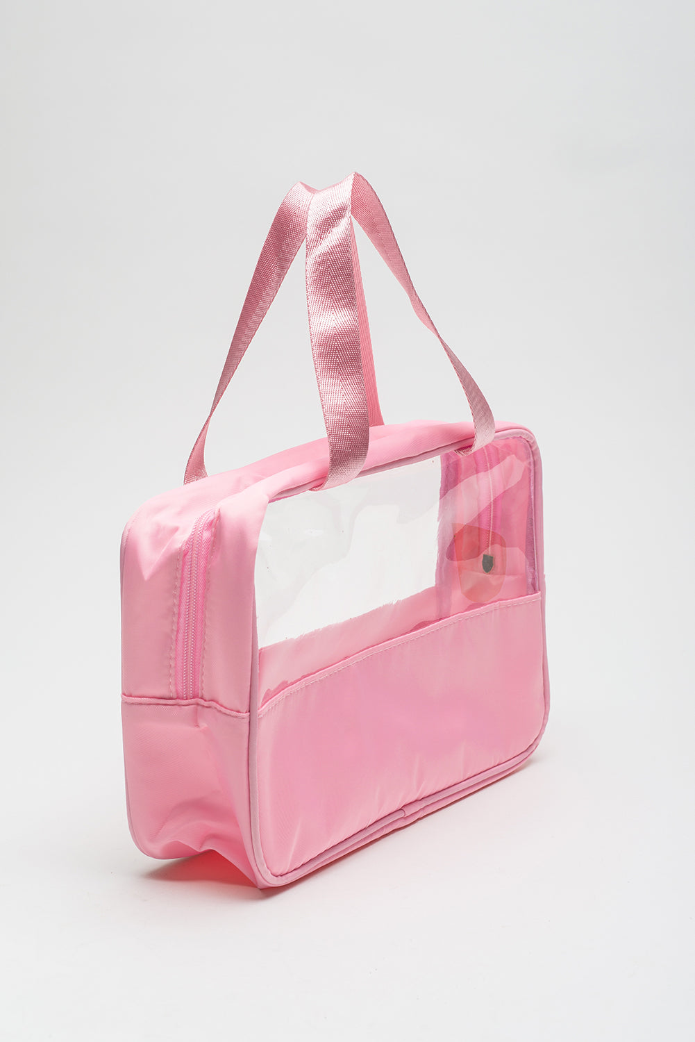 Pink Purple TRAVEL Chenille Letter Clear PVC Makeup Bag