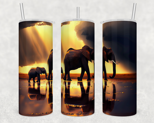 Mama and Baby Elephant 20oz Skinny Tumbler