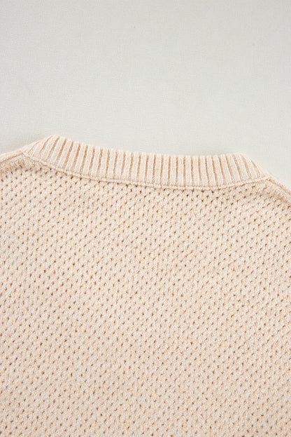 Dark Brown Plain Oversized Hollowed Knit Sweater