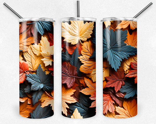 3D Fall Leaves 20oz Skinny Tumbler