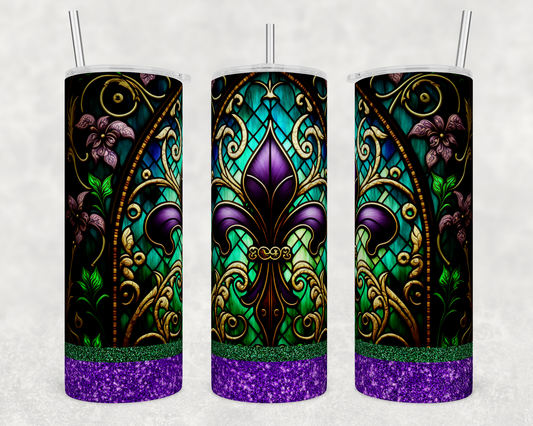 Stained Glass Fleur 20oz Skinny Tumbler
