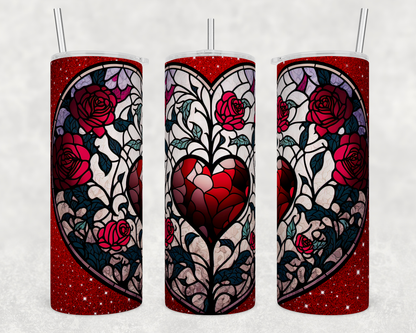 Stained Glass Red Heart 20oz Skinny Tumbler