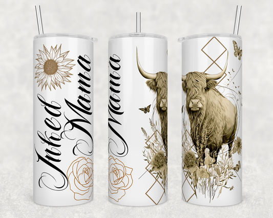 Inked Mama Highland Cow 20oz Skinny Tumbler