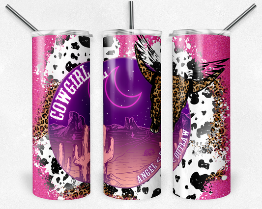Neon Cowgirl - Western - Rustic 20oz Skinny Tumbler