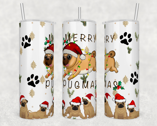 Merry Pugmas 20oz Skinny Tumbler