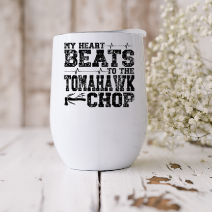 My Heart Beats to the Tomahawk Chop KC Chiefs Wine Tumbler