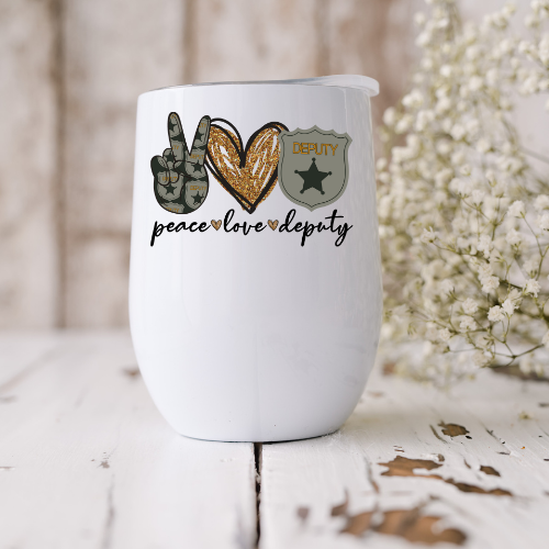 Peace Love Deputy Wine Tumbler