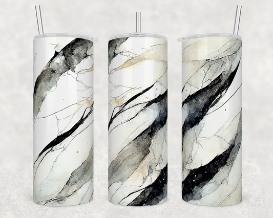 White and Black Marble 20oz Skinny Tumbler
